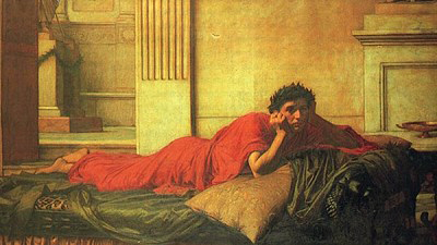 «Нерон мучается от угрызений совести после убийства матери», репродукция картины Джона Уильяма Уотерхауза, 1878 г.