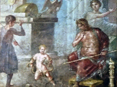 Младенец-Геракл душит змей. Помпейская фреска