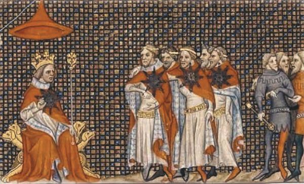 Ассамблея рыцарей ордена Звезды во главе со своим основателем, королём Франции Иоанном II Добрым