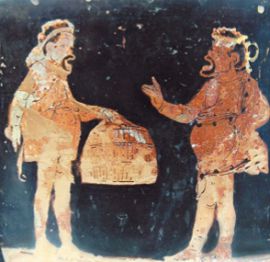 Торгующиеся крестьяне. Апулийский кратер, 380–370 гг. до н. э. Лувр, Париж