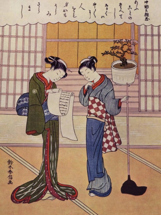 Судзуки Харунобу «Две женщины на веранде»