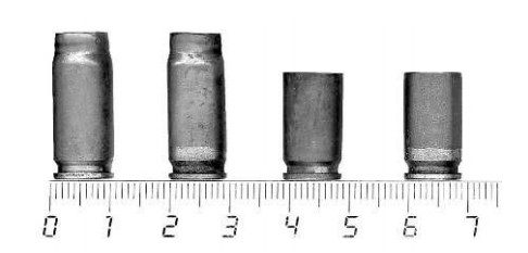 Сопоставление форм и размеров гильз пистолетных патронов