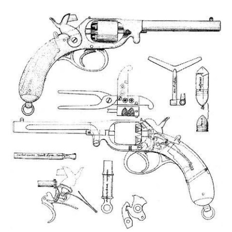 Чертеж капсюльного револьвера Нормана, приложенный к Журналу Оружейной комиссии от 5 апреля 1864 г.