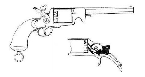 Чертеж капсюльного револьвера, предложенного Н.И. Гольятковым в 1866 г.