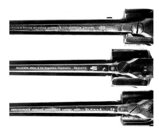 Маркировка на стволе револьверов «Смит и Вессон»