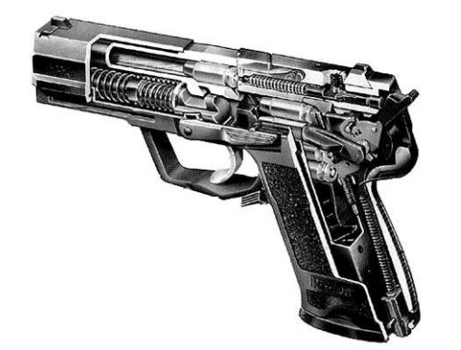 Схема устройства германского 9-мм пистолета USP фирмы «Хеклер унд Кох»