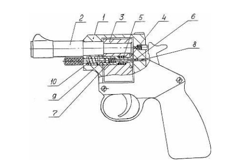 Схема устройства гладкоствольного револьвера — рисунок из патента