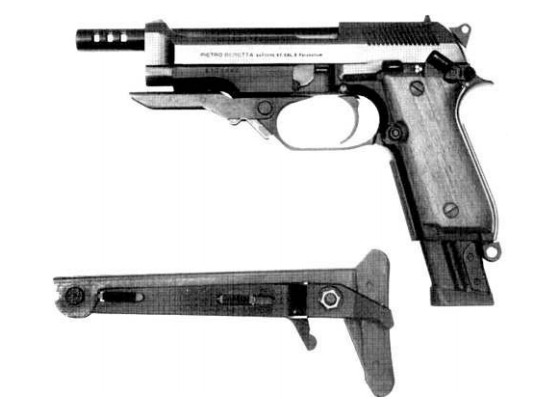 Итальянский 9-мм автоматический пистолет «Беретта» 93R и отъемный приклад