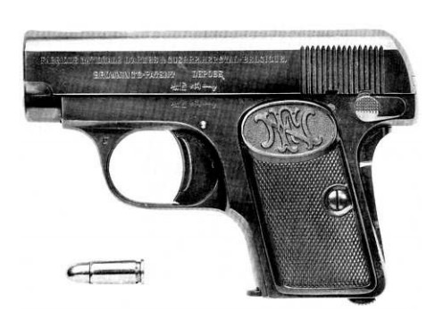 Малогабаритный (карманный) 6,35-мм самозарядный пистолет «Браунинг» модели 1906 г. и патрон к нему