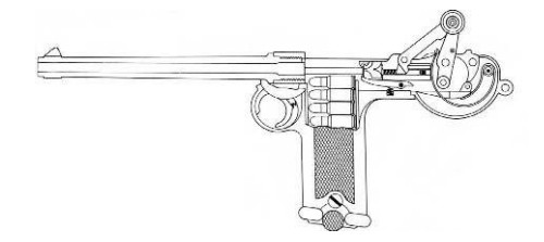 Схема устройства пистолета С/93 Борхарда