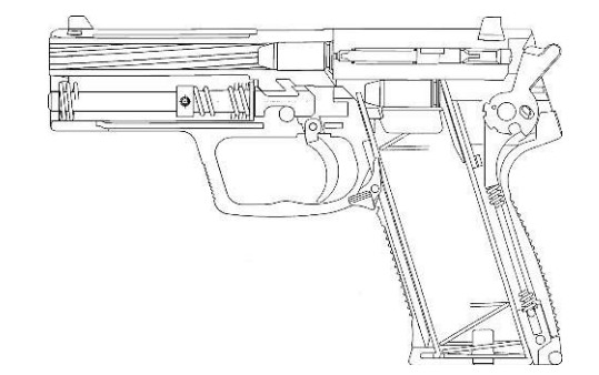 Схема устройства пистолета USP