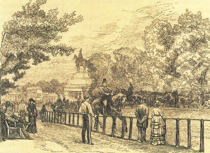 Ж. Валле. Верховая прогулка в Гайд-парке. 1898 г.