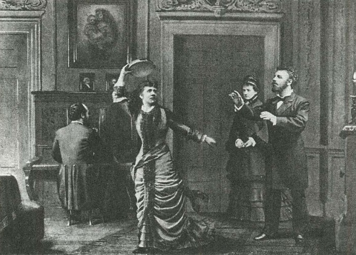 Сцена из премьерного спектакля по пьесе Г. Ибсена «Кукольный дом». Королевский театр. Копенгаген. 1879 г.