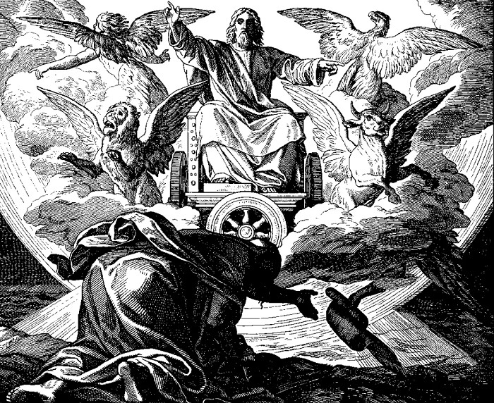 Видение Иезекииля. Иллюстрация к Ветхому Завету работы немецкого художника XVIII в. Ю. Шноора фон Карольшельда