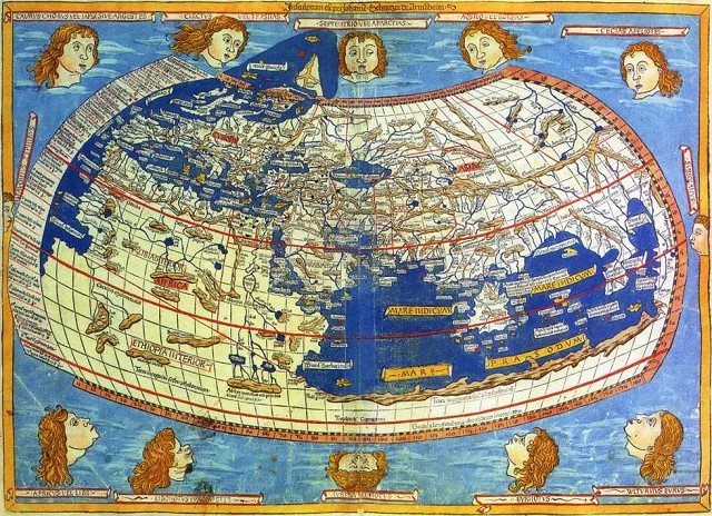 Карта мира, нарисованная Птолемеем в 150 г. н. э.