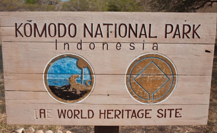 Напоминание о том, что вы находитесь на территории Национального парка Комодо
