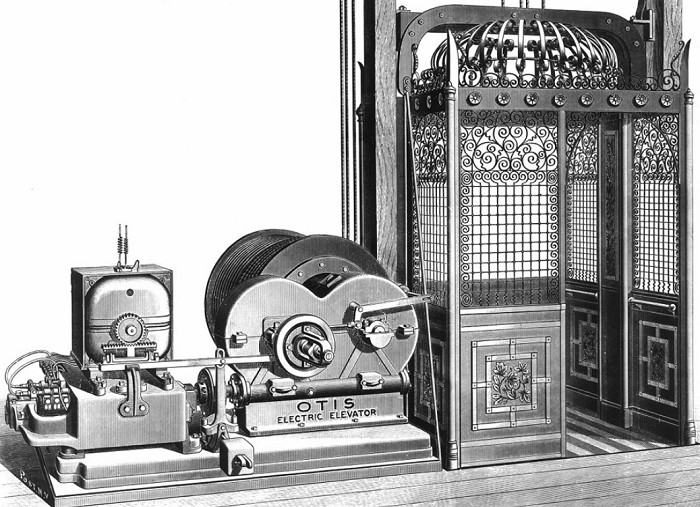 Электрический лифт фирмы «Отис». 1889 г.
