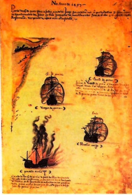 Отплытие Васко да Гамы в 1497 г. Рисунок. Португалия. XVI в.