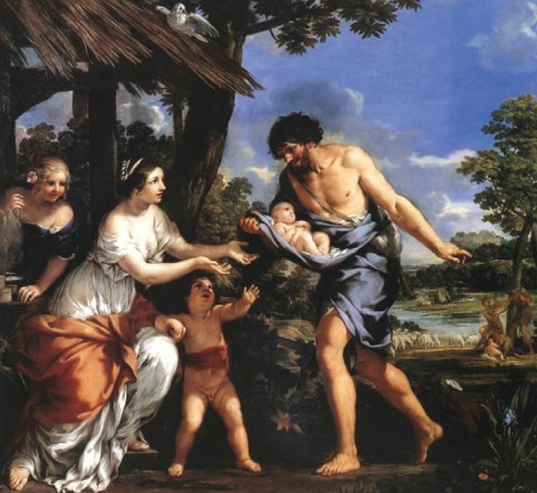 «Пастух Фаустул приносит Ромула и Рема своей жене». П. Мингард, 1672 г. 