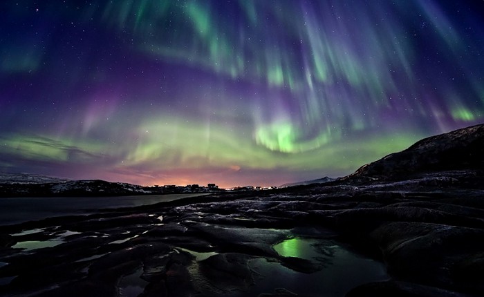 Красочное полярное сияние, Норвегия
