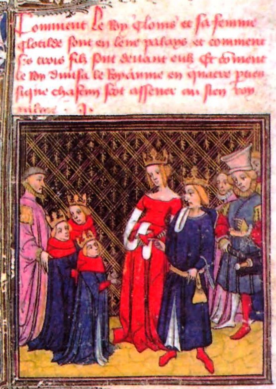 Хлодвиг и его семья. Миниатюра. Франция. XIV—XV вв.