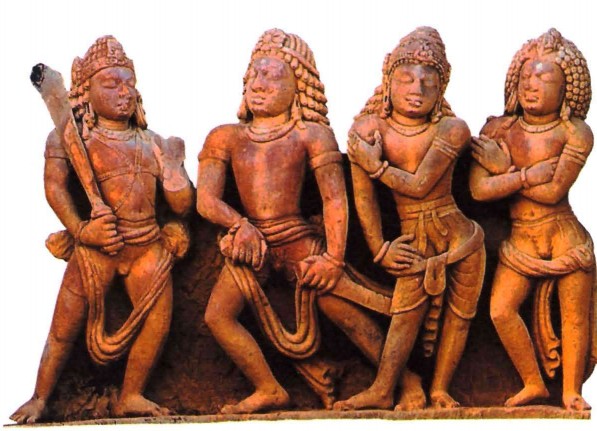 Группа молодых людей. Барельеф из храма Дашаватара. Деогар