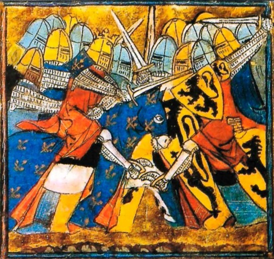 Сражение. Средневековая миниатюра