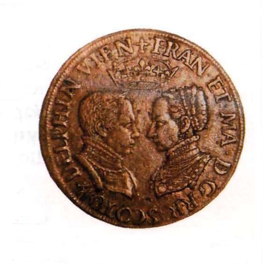 Монета с изображением Франциска II и Марии Стюарт. 1558 г. 