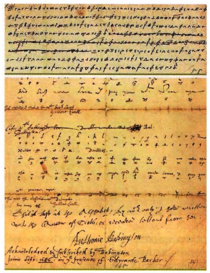 Зашифрованное письмо Бабингтона с постскриптумом Марии Стюарт