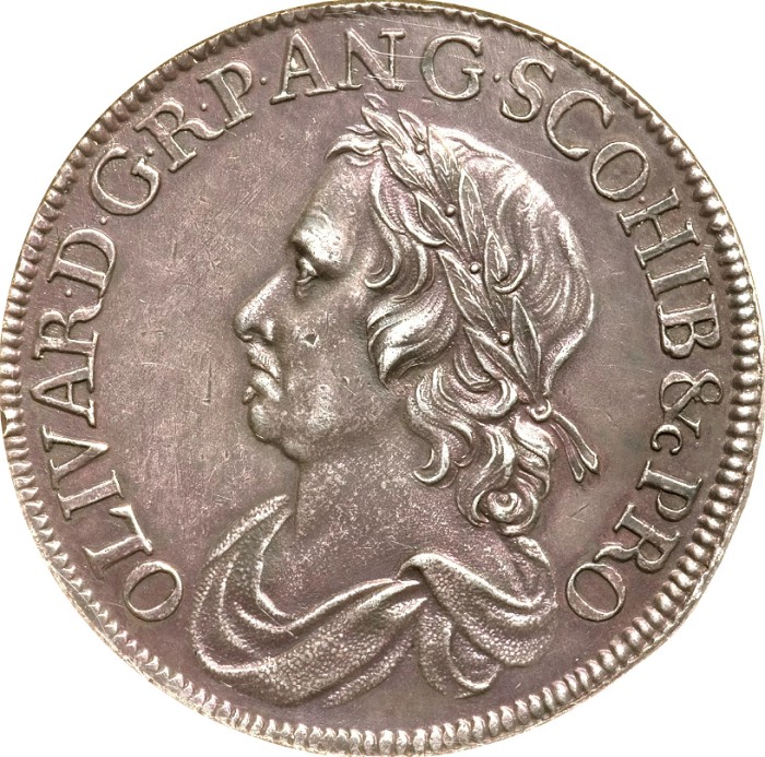 Золотая монета времён республики в Англии с изображением лорда-протектора Оливера Кромвеля