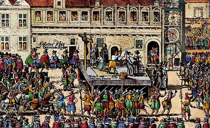 Казнь чешских мятежников в 1621 г. в Праге. Рисунок современника