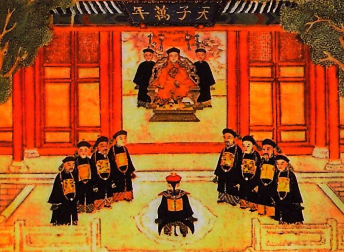 Чиновники, собравшиеся перед императором