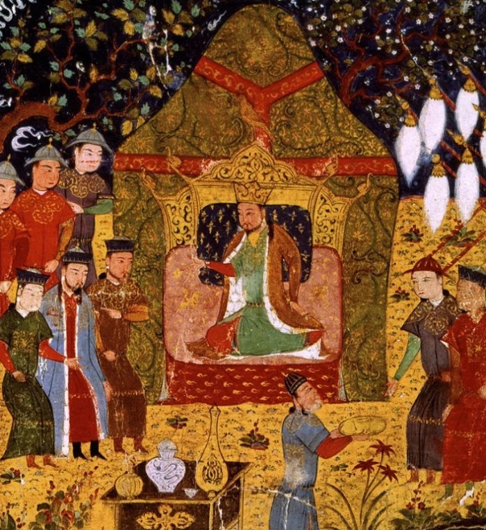 Миниатюра из манускрипта «Джами ат-Таварих» с изображением Чингисхана. XIV в.