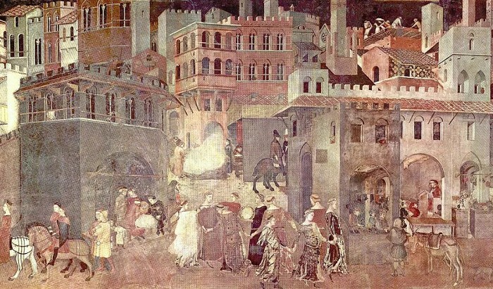 Амброджо Лоренцетти. Плоды доброго правления. 1330-е. Палаццо Публико, Сиена