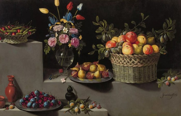Натюрморт с цветами и фруктами. Хуан ван дер Амен. Около 1627 г.