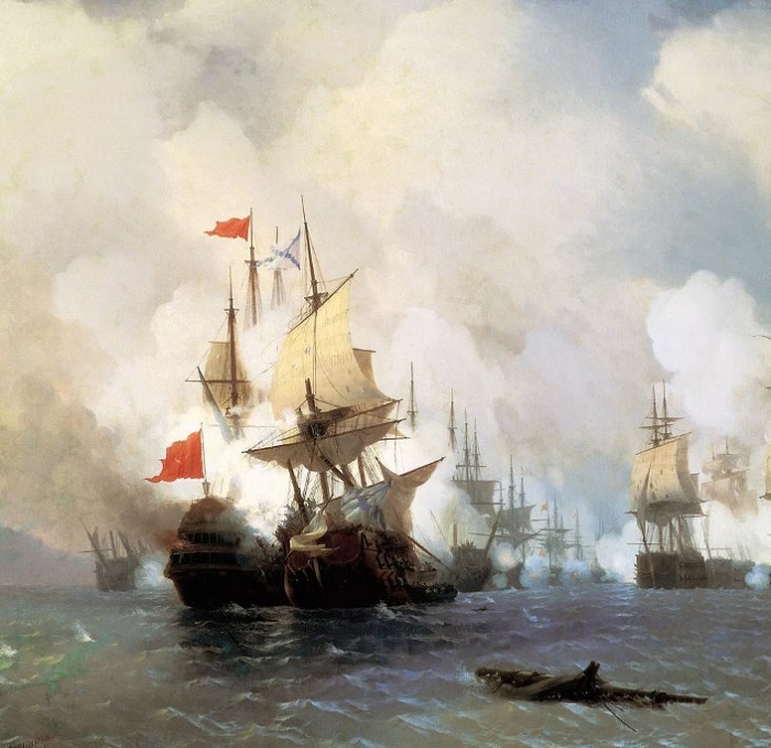 Бой в Хиосском проливе 24 июня 1770 г. И. К. Айвазовский. 1848