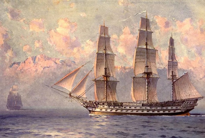 Линейный корабль «Императрица Мария» под парусами. А. В. Ганзен