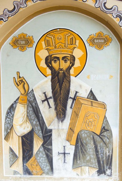 Настенная роспись с изображением Василия Великою.
