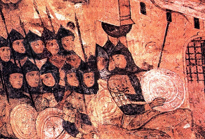 Русичи под стенами Царьграда. Фрагмент древнерусской иконы
