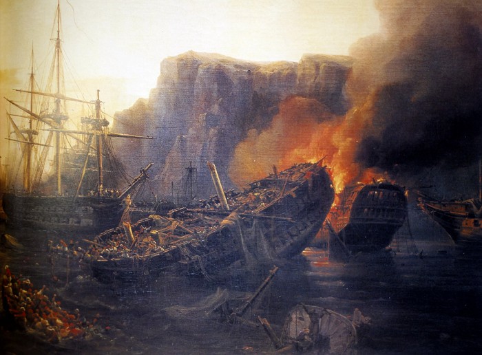 Вечер битвы при Наварине. О. Майер. 1848