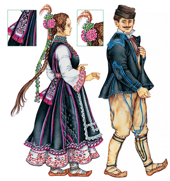 Девушка в длинном сукмане и мужчина в белодрешнике со штанами демиями