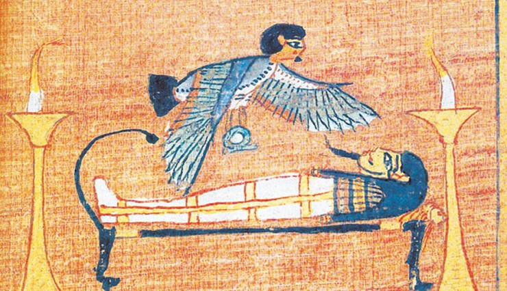 Ба возвращается в тело. Книга мертвых Ани. Около 1300 г. до н. э. Британский музей, Лондон (Великобритания)