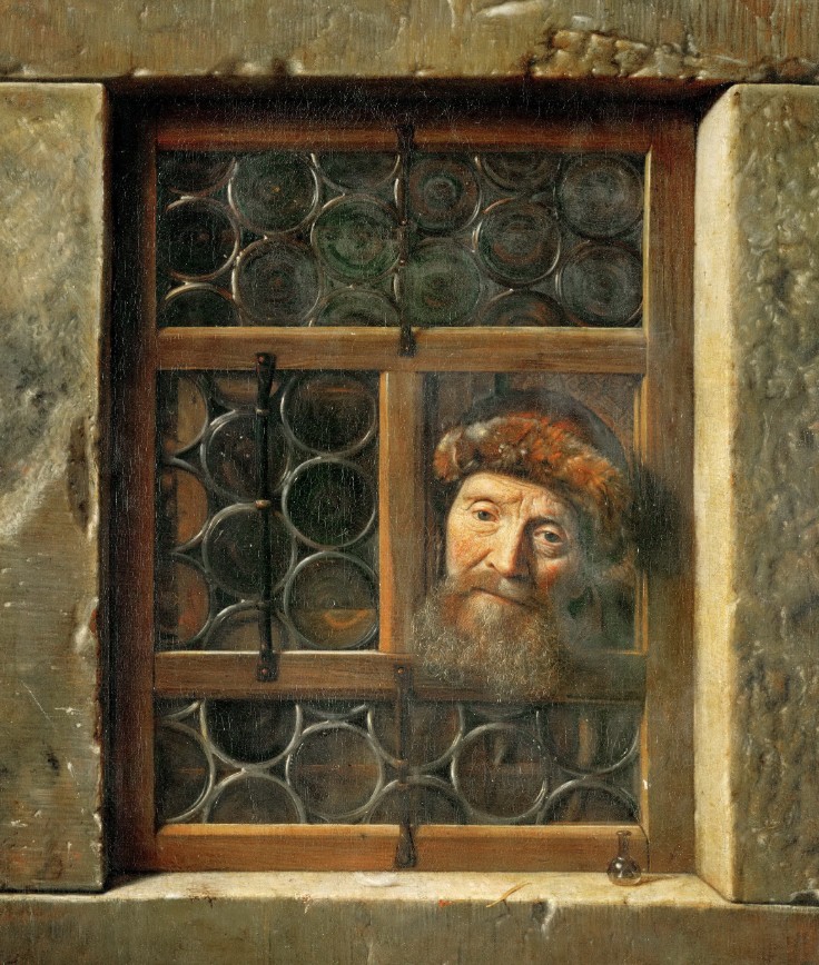 Самюэл ван Хогстратен Trompe-l’oeil. Еврей, выглядывающий из окна. 1653