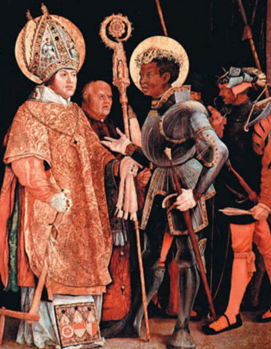 Маттиас Грюневальд Встреча святого Эразма и святого Маврикия. 1517–1523