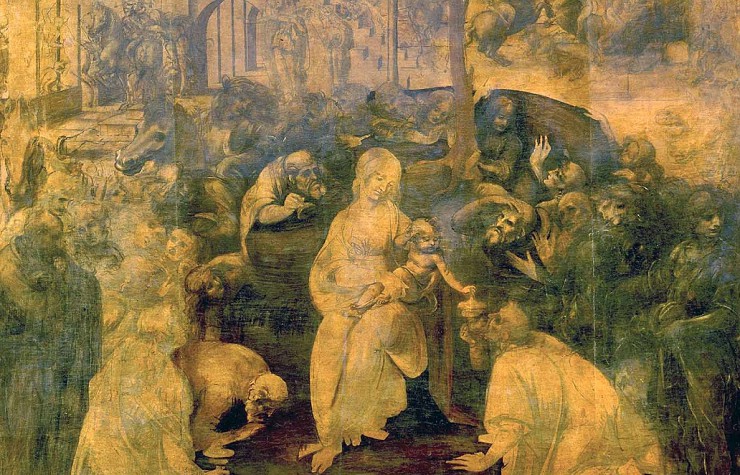 Леонардо да Винчи Поклонение волхвов. Дерево, масло. 1481