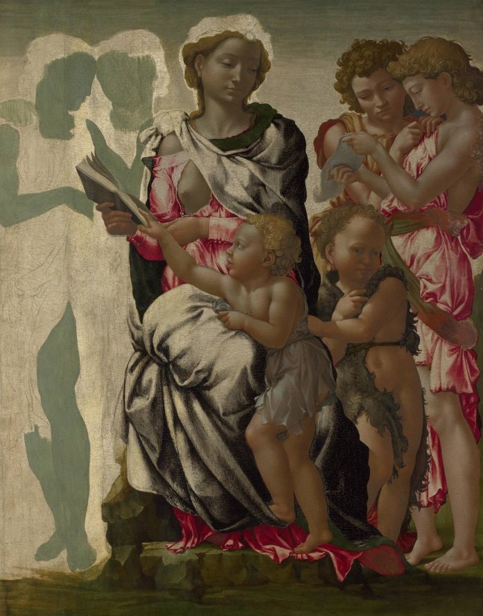 Микеланджело Буонарроти. Мадонна с младенцем Христом, святым Иоанном и ангелами (Манчестерская Мадонна). 1497 
