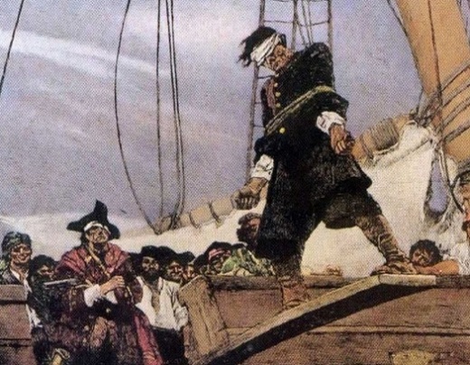 Пираты и их жертва, идущая «по доске»