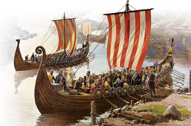 Флот викингов по пути в Англию