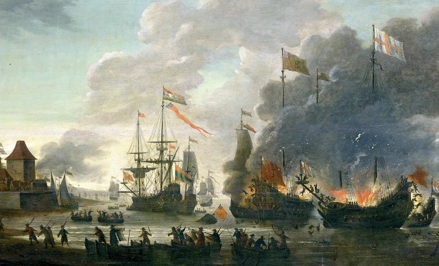 Английские и нидерландские корабли обстреливают Алжир