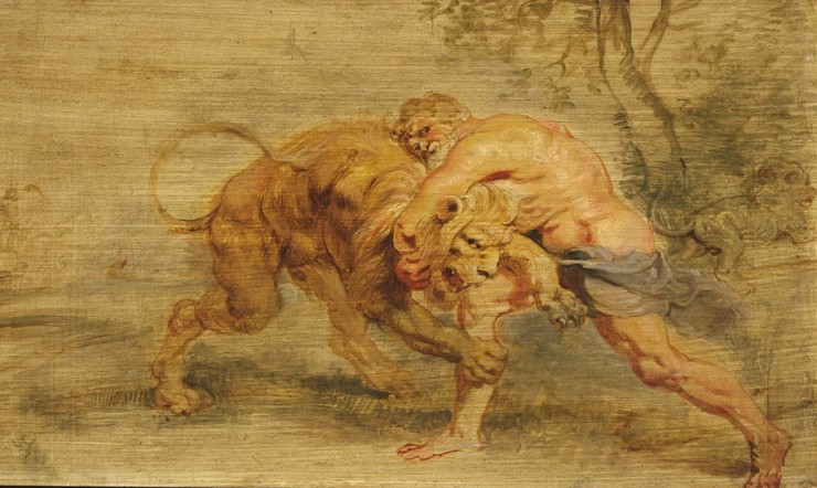 Геракл душит льва голыми руками